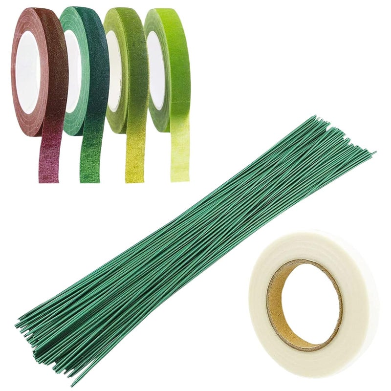 Arlai Floral Arrangement Kit - Floral Tools 5 Rolls Flower Paper Tape with 50 Pcs 16" Floral Stem Wire for Floral Arrangement Artificial Bouquet Stem Wrap Florist - Image 2